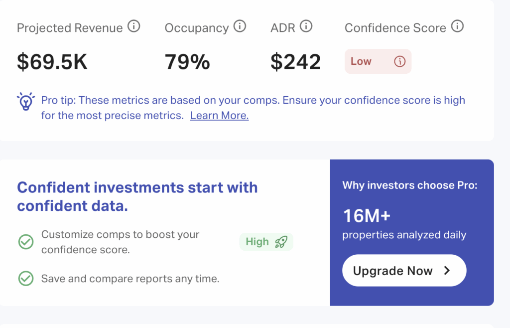 AirDNA calculator screenshot