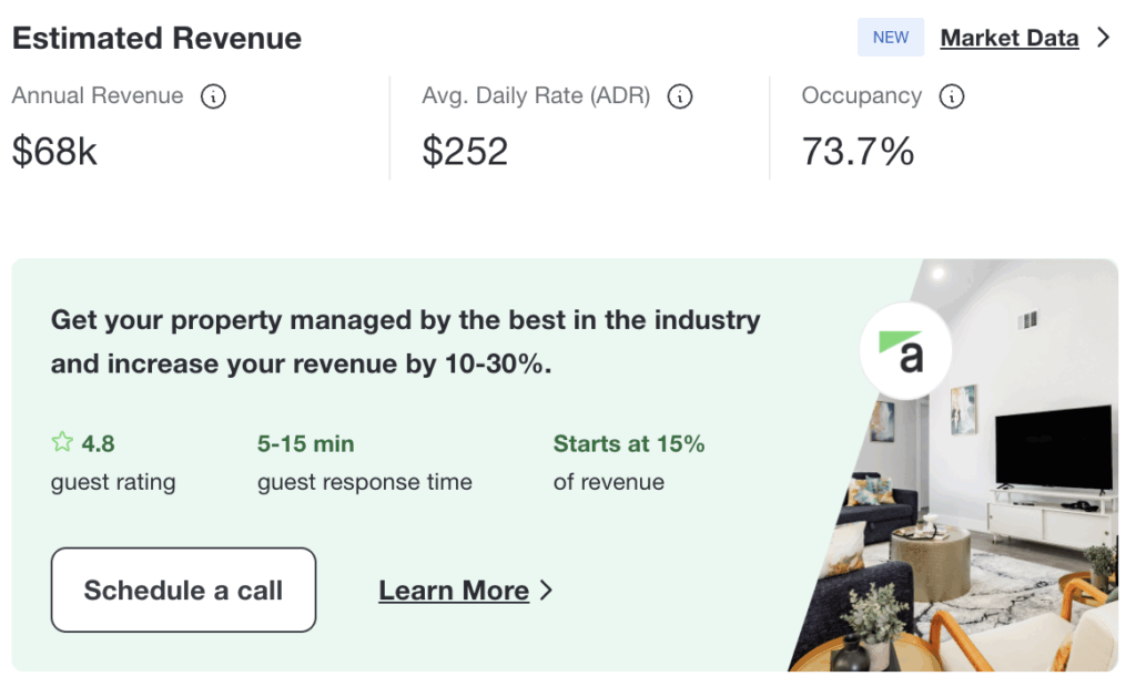 Awning calculator screenshot